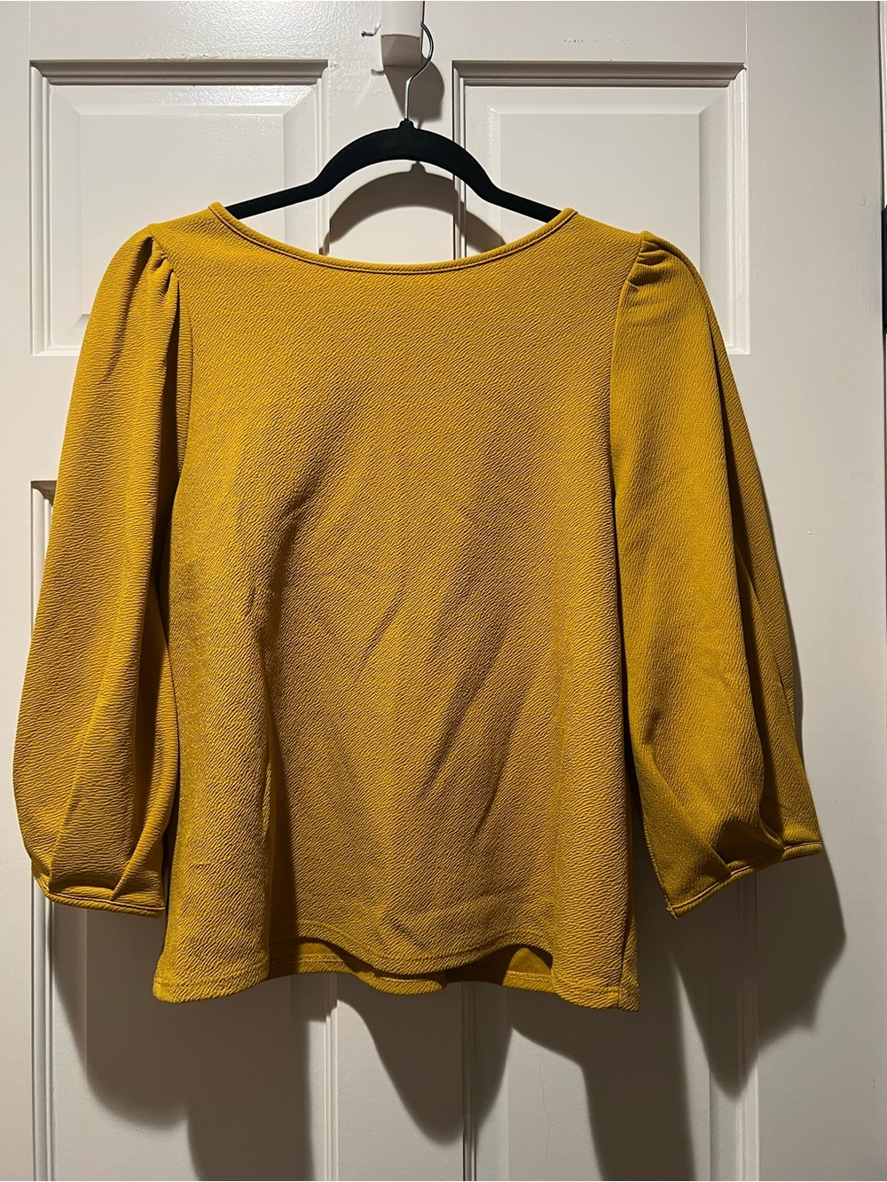 Green Envelope Puff Sleeve Tunic Top - Mustard Yellow